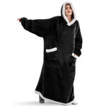 New 120/150cm Winter Thick Blanket Extra Plush Hoodie Lengthened Large Pocket Imitation Cashmere Home Coat Fleece TV Blanket 1pc