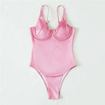 Sexy Pink Push Up Ladies Swimwear One Piece Swimsuit Women 2026 Underwired Bodysuits Bathers High Cut Bathing Swimming Suit Wear