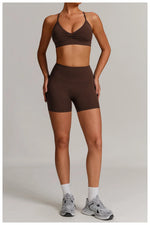 Women 2PCS Yoga Suit Sports Gym Set Tracksuit Workout Long Sleeve Shirt Fitness Flared leggings Short sleeve shorts running suit