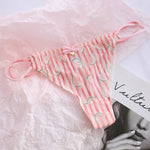 Sexy Pantis Mesh T Pants Thong Cute Transparent Strawberry Cherry Ladies Panties Underwear Low Waist Seamless Lace G-string Wome