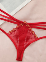 Women's sexy thong flower embroidery lace low waist seamless fun transparent ultra-thin comfortable close fitting underwear C954