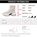 2025 Thick Bottom Knitted Ankle Boots Women Comfort Breathable Platform Sock Shoes Woman Plus Size Wedges Short Booties Mujer