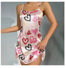 Ladies Sexy Sling Nightgown Nightdress Women's Sexy Lingerie Silk Satin Sleepwear Floral Pinting Nightwear Homewear Mini Dress