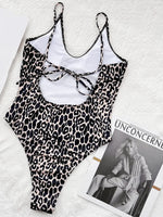 2025 New Sexy Backless High Leg Cut Women Swimwear One Piece Swimsuit Female Padded Black Leopard Bather Bathing Suit Swim Lady