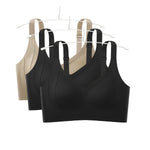 3Pcs/Set Women Seamless V-Neck Bra Plus Size Support Ribbed Bras Sexy Lingerie Detachable Bust Pads Comfort Intimates M-4XL