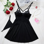 New Black Night Dress Sexy Lingerie For Women Erotic Costumes Babydoll S-XL Size Female Underwear Lace Patchwork Sleepwear