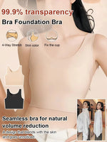 Women's Large Breasts Underwear Wide Shoulder Invisible Corset Antibump Thin Underwear Full Cup Vest Traceless Bra with Bra Pads
