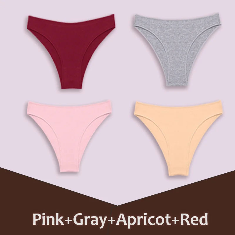 4Pcs Women's Cotton Briefs Seamless Women Sexy Panties Intimates Solid Color Breathable Underwear Female Low Waist Soft Lingerie
