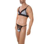European and American men's sexy lace bra and panties temptation suit transvestite suit