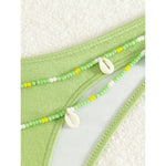 New Sexy Shell Thong Bikinis 2025 Swimsuits Women's Swimwear Female Beach Swim Wear Bathing Suits Brazilian Bikini Set Green