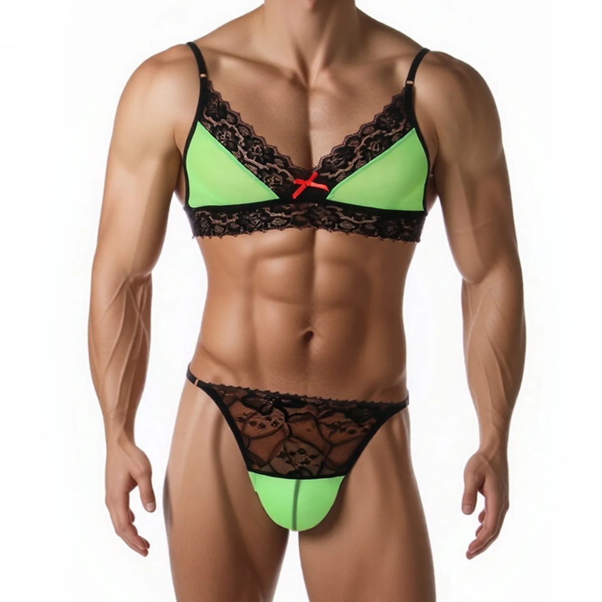 European and American men's sexy lace bra and panties temptation suit transvestite suit