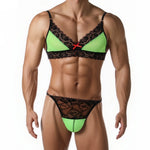 European and American men's sexy lace bra and panties temptation suit transvestite suit