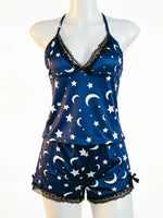 Lace-Trimmed Leopard Printed 2 Pieces Pajamas Set Women Sleepwear Straps Crop Top & Shorts Suit Home Clothes Loungewear