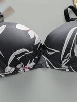 1 set High Quality Women's black bra Floral Print Bra and Panty Set Full Cup Support Elegant Summer StyleA2135