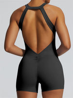 Short Sports Jumpsuit Women Hollow Out Backless Sleeveless High Elasticit Yoga One Piece Suit Tight Fitting Fitness Rompers