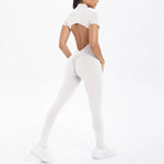 Women's Seamless Yoga Jumpsuits Sports Fitness Zipper Open Beauty Back Hip-lifting One-Piece Running Training Workout Bodysuits
