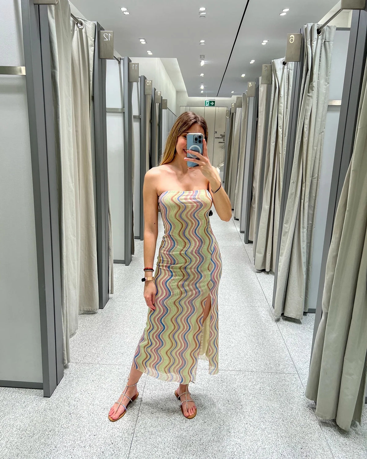2024 Dress For Women Summer Chic Print Mesh Sleeveless Sexy Side Slit Slim Dresses Wild Beach Resort Style Woman Dress