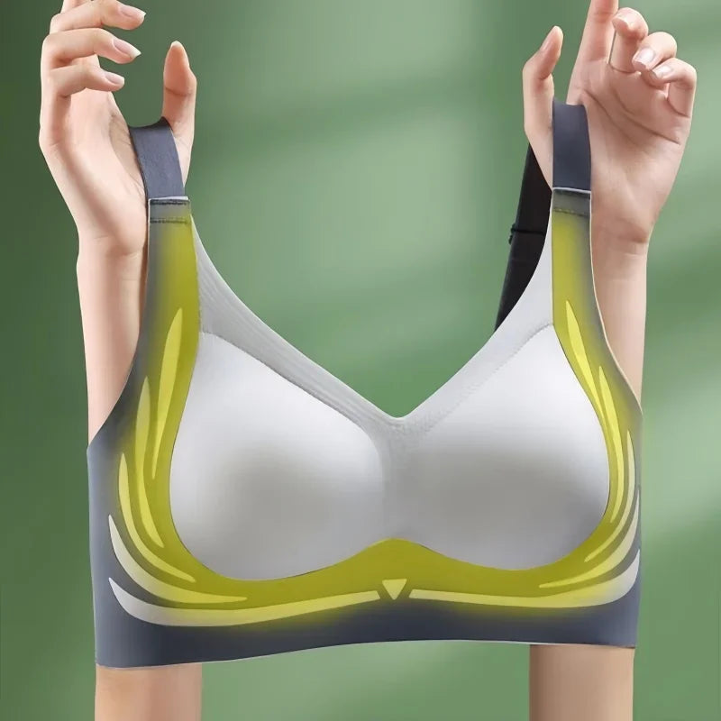 Women's V-Neck Seamless Push-Up Bra with Anti-Spill Design 4 Colors Anti-sagging Lift-up Bras Plus Size Comfort Lingerie M-4XL