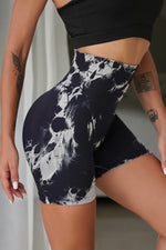 Tie Dye Yoga Shorts Marble Gym Shorts Women Push Up Sports Shorts Women Fitness Tights Breathable High Waist Booty Shorts