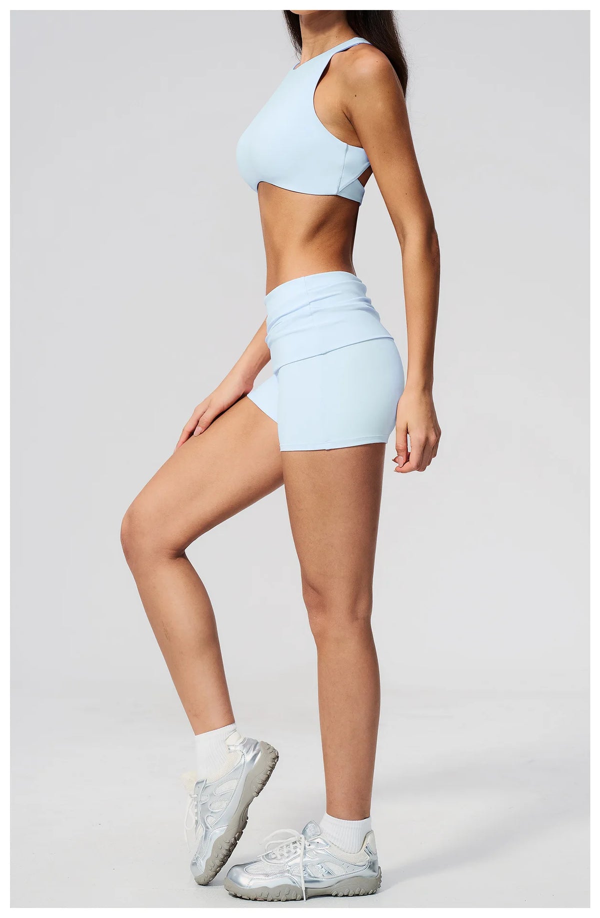 Tight Yoga Clothes Women Speed Drying Shock-absorbing Sports Vest Fitness Suits Outwear Gym Flip Waist Shorts Workout Clothes
