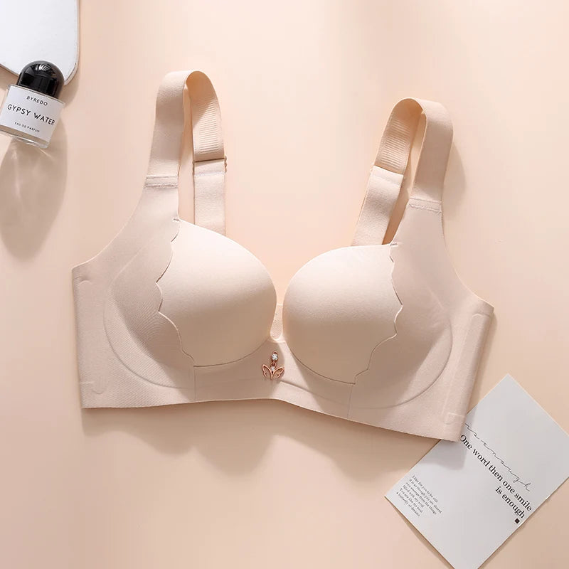 Plus Size Bra Sexy Lingerie Thick Cup Bras for Women Solid Padded Underwear Push Up Brassiere Femme Wireless Bra invisible bra