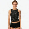 Women’s Sleeveless Black Tank Top with Metallic Stud Embellishments Summer Slim Fit Casual Going Out Vest Tops for Party