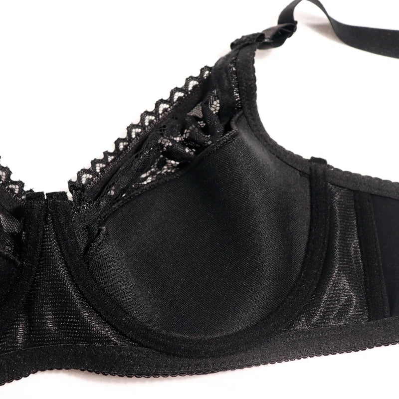 Beauwear Ultra Thin Unlined Bralette For Women Plus Size Lace bras With Frame Full Cup Minimizer Bras 85D 90D 95D 100D 105D 110D