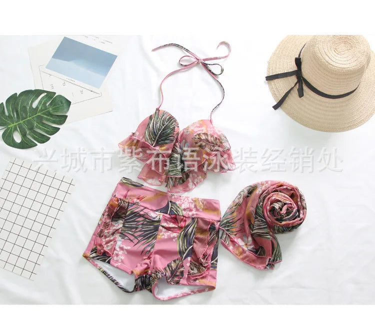 Swimsuit Fashionable Sweet Couple Swimsuit Bikini Three Piece Men's Beach Shorts