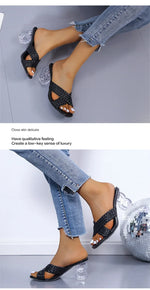 Transparent Strange High Heels Sandals Women SummerPlus Size Weave Female Slippers Fashion Yellow Open Toe Slides