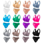 Seamless Bra Set Women Wireless Tanks Bra FemaleLow Rise Thongs Panties Sexy Lingerie Set Comfy Underwear Intimates S-5XL