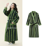 Ladies Warm Thick Coral Fleece Extra Long Couple Bathrobe Soft Loose Winter Dressing Gown Home Robe Sleepwear Loungewear