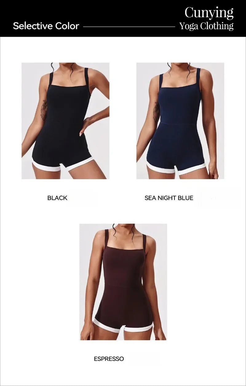 Women's Seamless Yoga Jumpsuit - Quick-Dry Color Block Naked Feel Bodysuit & Cut-Out Backless Straps for Running Fitness Workout