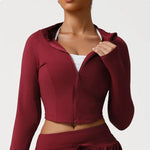 Women's Seamless Yoga Top Zipper Long-sleeved Sports Jacket Outdoor Fitness Gym Casual Top