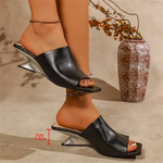 Big Size 42 Burgundy Metallic Wedge Heel Slide Mules Sandals Women Chic Slip On Black Outdoor 5CM Wedges Slipper Daily Shoes