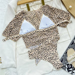 S - XXL Leopard Printed High Waist Bikini Female Swimsuit Women Swimwear Three-piece Bikini set Bather Bathing Suit Swim V2805SW