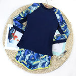 2026 Sexy Floral Long Sleeve Two-Piece Women's Surfing Swimsuit Drawstring Swim Tankini Rash Guard Beachwear Bathing Suit Female