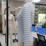 Women Slim Fit Stylish Striped Print Scoop Neck Long Sleeve T-Shirts Fall Winter Long Sleeve Basic Tops for Daily Wear