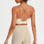 Women's Beautiful Back Contrasting Sports Bra Integrated Buckle Yoga Top Fitness Bra Supportive Active Wear