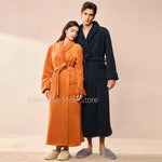 2026 Autumn Winter New Thick Coral Fleece Couple Bathrobe, Long Flannel Robe for Men Women Warm Home Pajamas Loungewear