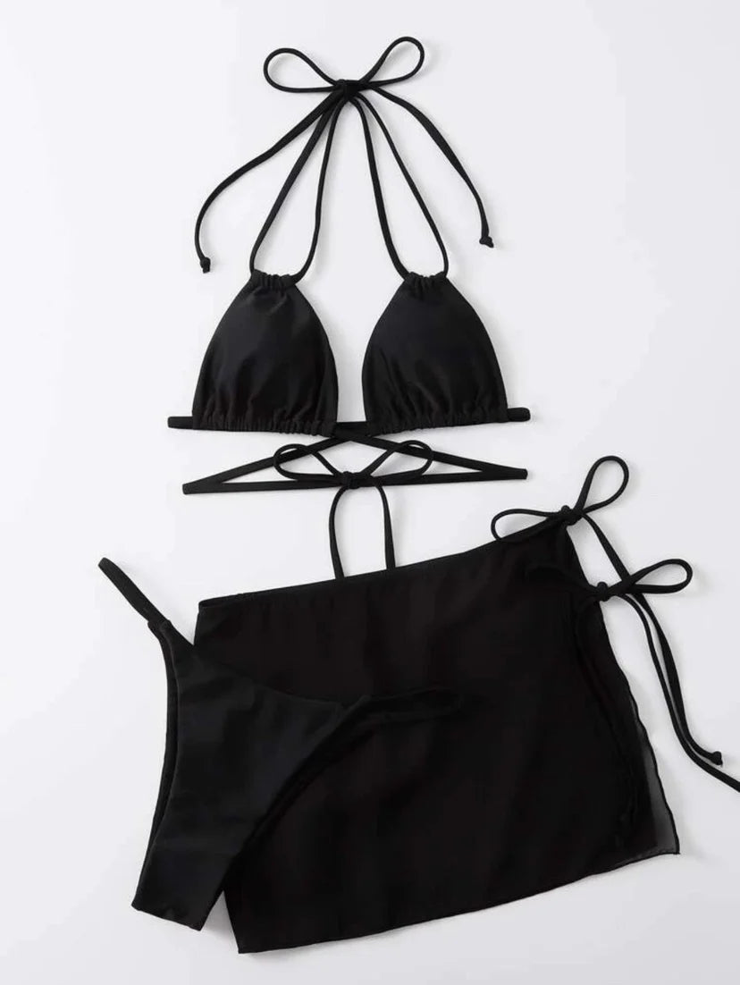 3 Pieces Thong Bikini 2026 Women With Skirt Trikini Swimwear Female Triangle Swimsuit Beach Wear Bathing Swimming Suit Summer