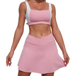 Women's Seamless Yoga Set Bra Short-skirt 2 Piece Set Slim Fit High Waist Beautiful Back Tracksuit Sports Running Fitness Suit