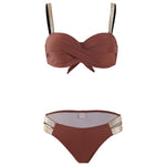 New S - XL Bra Bikini Push Up Swimsuit Female Swimwear Women Two-Pieces Bikini Set With Cup Bather Bathing Suit Swim Lady V2310