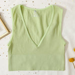Deep V Crop Top Women Bra Top Sexy Lingere Seamless Underwear Female Tanks Top Sleeveless Fitness Top Camisole