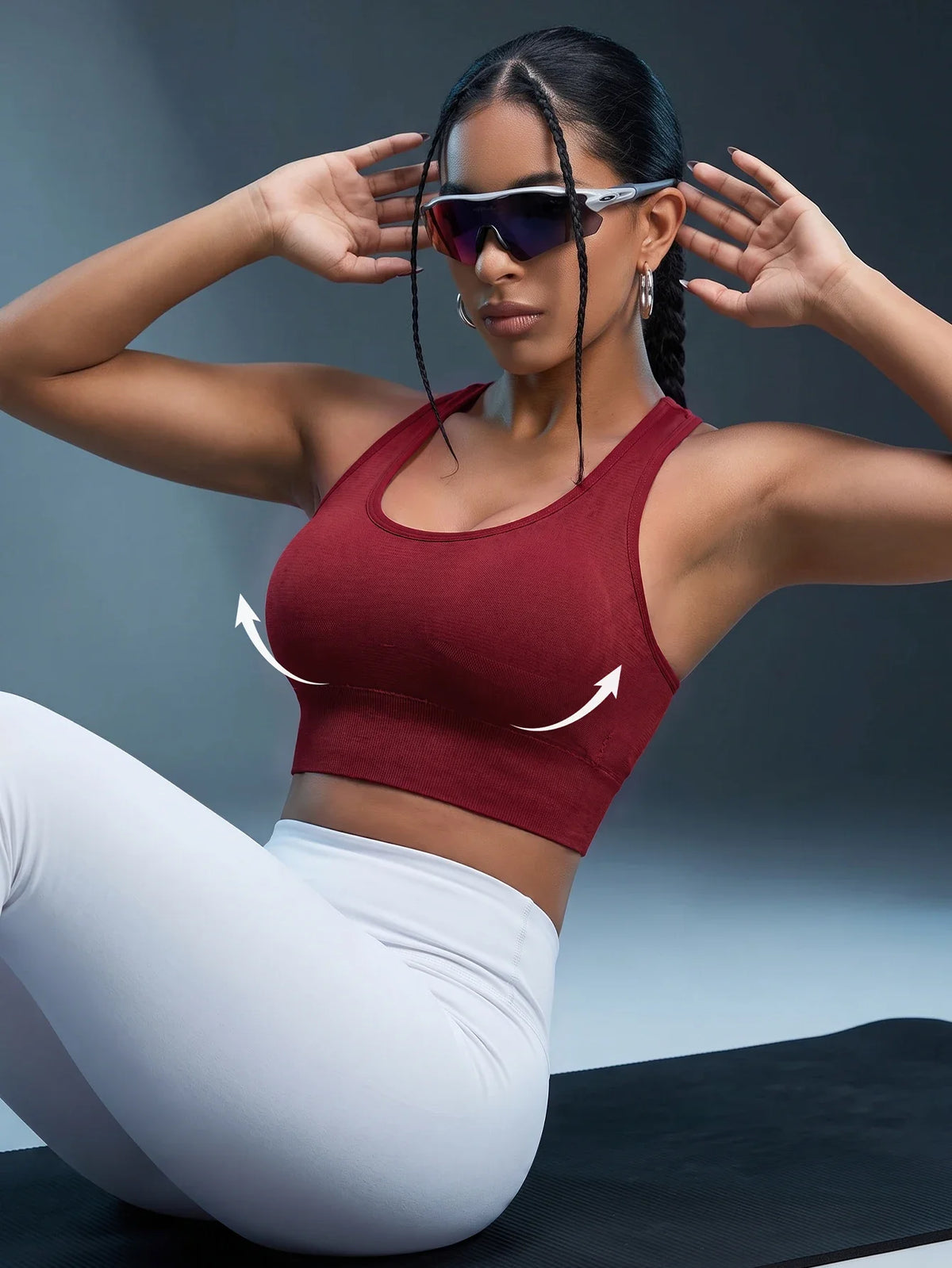 1PC Women Sports Bra Seamless Wireless Racerback Criss Cross Strappy Backless Yoga Crop Top Wide Strap Workout Gym Vest
