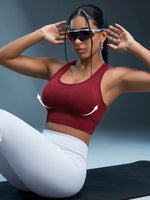 1PC Women Sports Bra Seamless Wireless Racerback Criss Cross Strappy Backless Yoga Crop Top Wide Strap Workout Gym Vest
