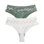 2Pcs/Set Seamless Thongs Panties Women High Rise Underwear Sexy Lingerie Bottoms Female Underpants Hollow G-String Pantys M-L