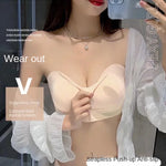 Summer Ice Silk No Trace Strapless Underwear Women Small Chest Gathering Non-slip Not Drop Breast Invisible Bra Cover Wipe Chest