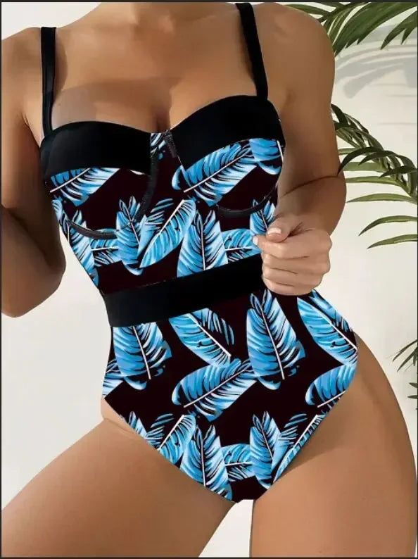 Print Push Up Swimsuit One Piece Swimwear Women High Waisted Swimming Suit Brazilian Monokini Bodysuit Beach Wear Bathing Suit