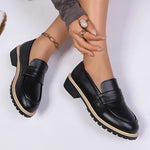 Patent Leather Thick Heels Loafers Women Spring New Mixed Color Med Heel Office Pumps Woman Plus Size 43 Slip On Single Shoes