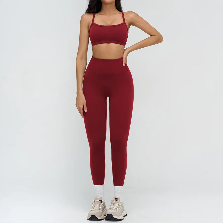 Yoga Clothes Set 2PCS Gym Crop Top Women Outfits Sports Bra High Waist Legging Fitness Suit Running Workout Tracksuit Sportswear